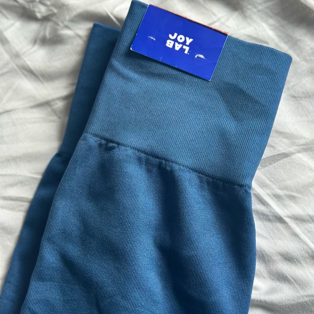 JoyLab Teal-Blue High-Waist biker shorts